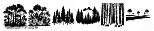 forest tree silhouettes for natural design themes 