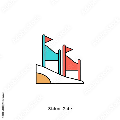 Stylized rendition of slalom gates, embodying sport precision challenge