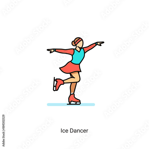 Graceful ice skating performance figure skater spinning on the ice rink