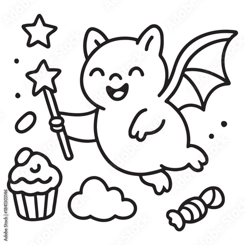 Little Wizard Ghost Casting Spells Coloring Page
