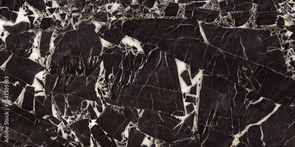 Fototapeta premium High-resolution black marble terrazzo texture. Porcelain tile carpet.