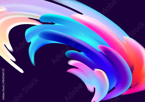 Abstract 3D dynamic background of curls and twisted shapes.