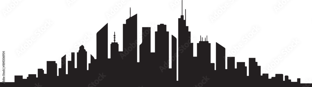 Obraz premium Dynamic City Skyline Solid Depiction Urban Real Estate High Rise Properties Development Vision. design Vector black silhouette