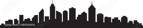Dynamic City Skyline Solid Depiction Urban Real Estate High Rise Properties Development Vision. design Vector black silhouette