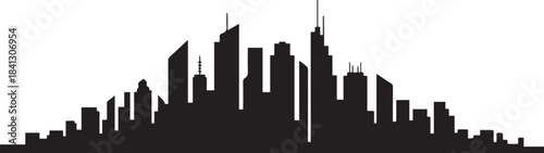 Dynamic City Skyline Solid Depiction Urban Real Estate High Rise Properties Development Vision. design Vector black silhouette