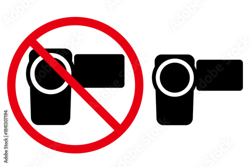 施設や観光地の注意書きで使用するビデオで録画禁止アイコン