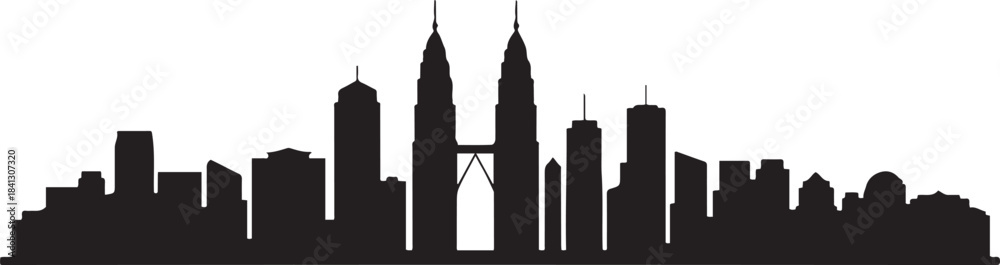 Fototapeta premium Kuala lumpur Malaysia city. design Vector black silhouette