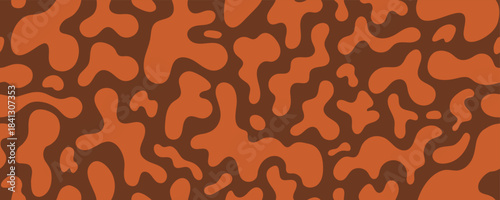 Brown Soft Organic Blob Shape Seamless Pattern. Soft Organic Blob Round Form Background. Vector Abstract Bg