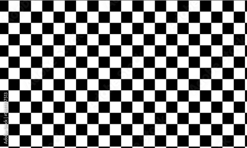 High contrast black and white checkerboard pattern, seamless square grid design, classic geometric chessboard style abstract background