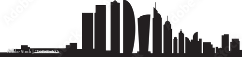 Abu Dhabi UAE City Skyline. design Vector black silhouette