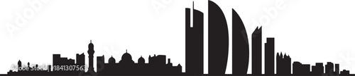 Abu Dhabi UAE City Skyline. design Vector black silhouette