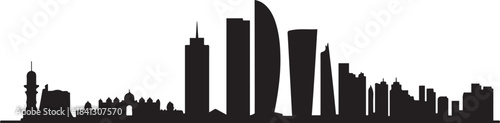Abu Dhabi UAE City Skyline. design Vector black silhouette