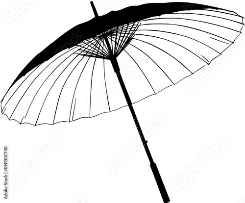 Elegant Black White Umbrella, Vintage Flat Icon | Clean, isolated vector art for creative projects.