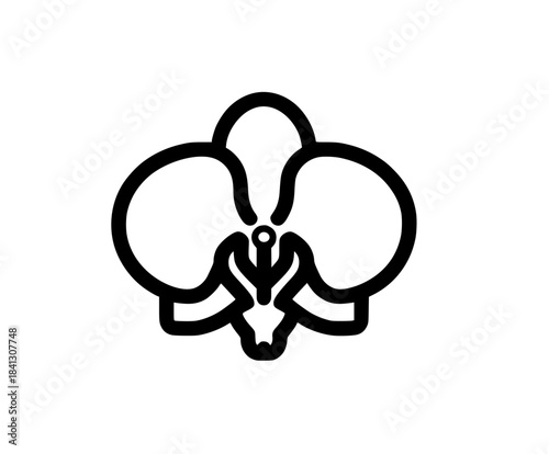 Black white orchid, flat vector icon, simple design | Clean, isolated vector art for creative projects.