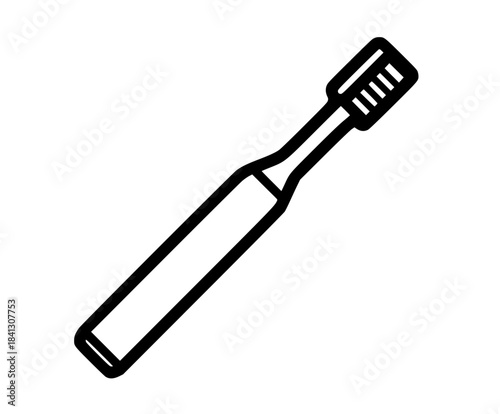 Essential Oral Care Tool - Black & White Toothbrush Icon | Clean, isolated vector art for creative projects.