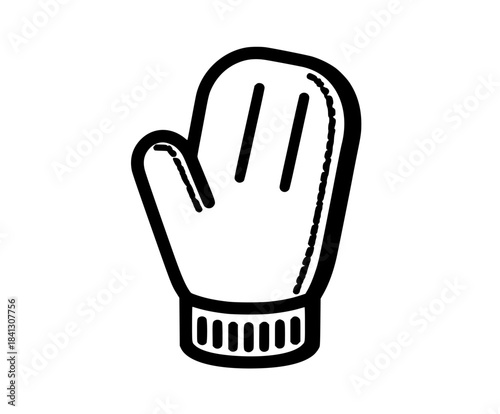Classic Oven Mitt, Black White Edition | Clean, isolated vector art for creative projects.