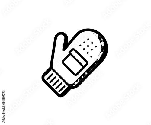 Classic Black White Oven Mitt Icon Simple Bolts | Clean, isolated vector art for creative projects.