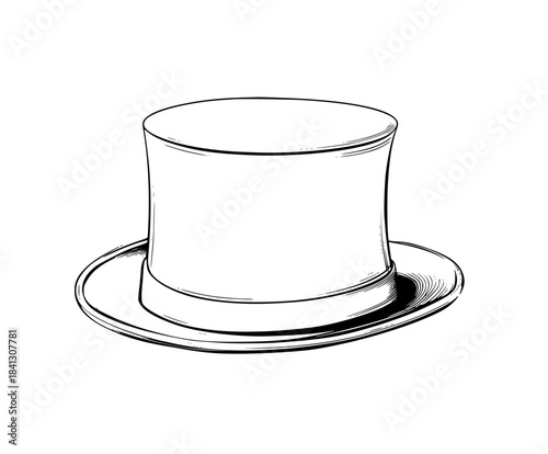 Elegant Black White Top Hat Vector Icon | Clean, isolated vector art for creative projects.