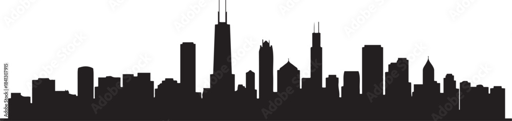 Fototapeta premium Chicago skyline silhouette. design Vector black silhouette