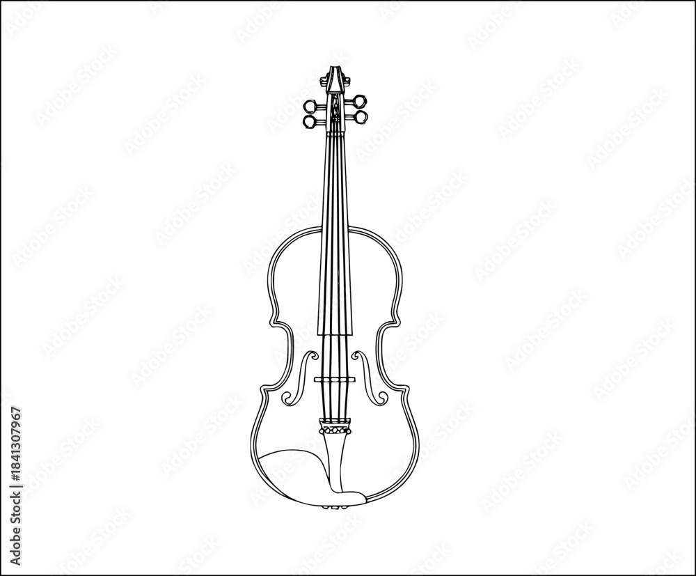 Fototapeta premium Elegant Monochrome Violin | Clean, isolated vector art for creative projects.