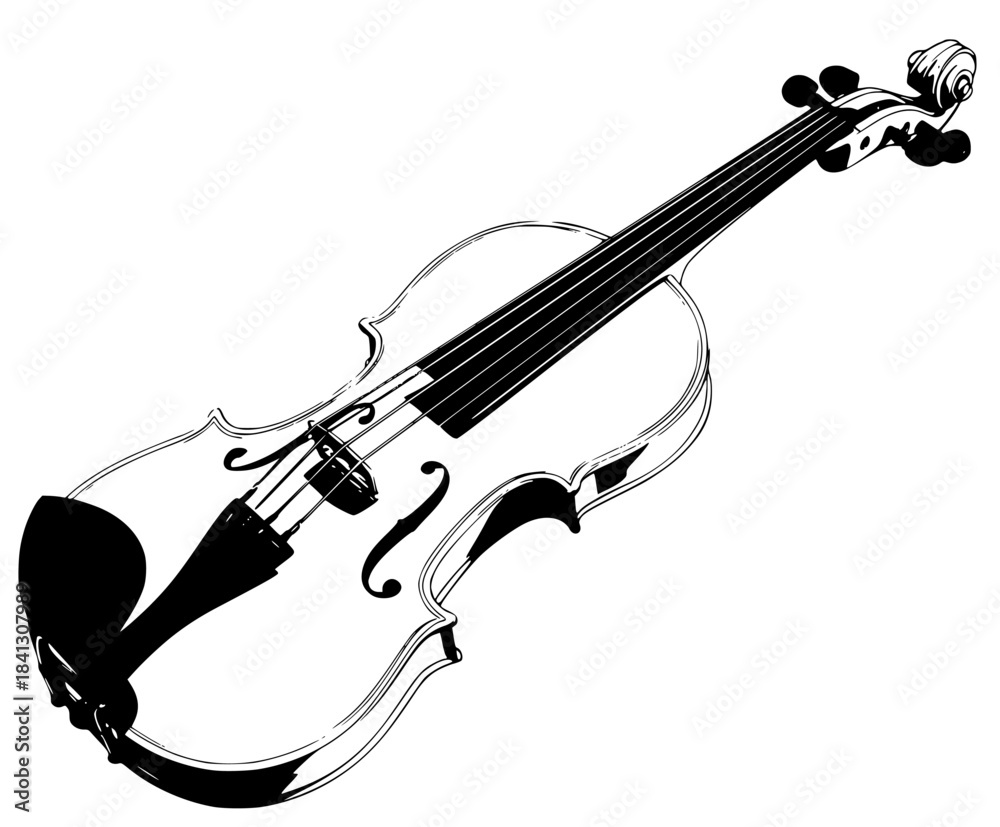 Obraz premium Melodic Strings: Timeless Instrument Harmony | Clean, isolated vector art for creative projects.