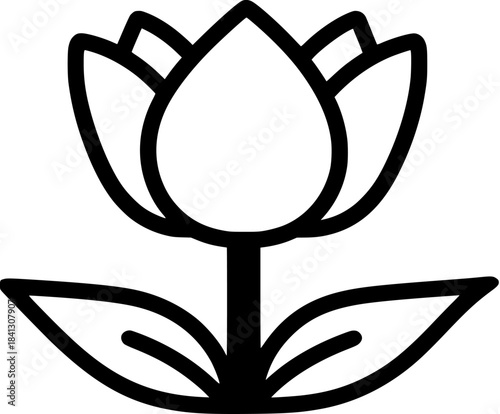 Black White Lotus Flower Icon | Clean, isolated vector art for creative projects.