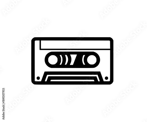 Vintage VHS Tape Icon Black White | Clean, isolated vector art for creative projects.
