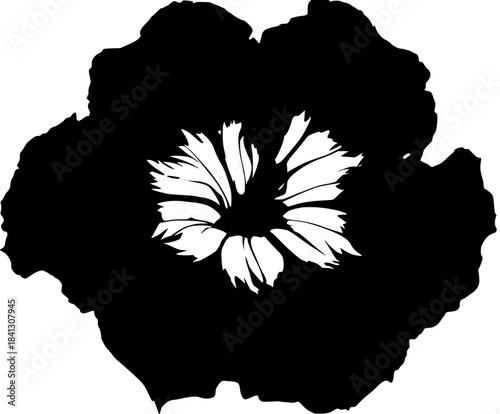 Floral Abstraction: Purple Blossom Black White | Clean, isolated vector art for creative projects.