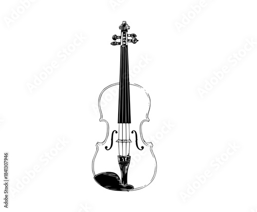 Elegant Melodies: Black White Violin Icon | Clean, isolated vector art for creative projects.