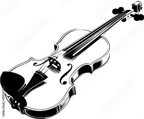 Elegant Silhouette Violin Bow | Clean, isolated vector art for creative projects.