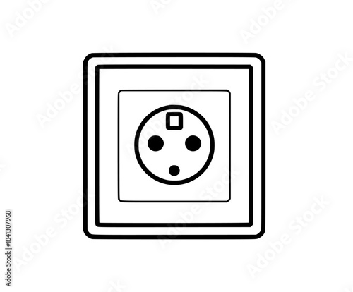wall electric socket flat vector icon black white only | Clean, isolated vector art for creative projects.