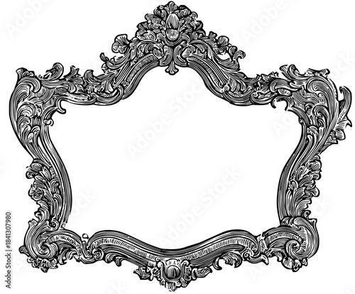 Elegant Black White Wall Mirror Frame - Simplistic Vector Icon | Clean, isolated vector art for creative projects.
