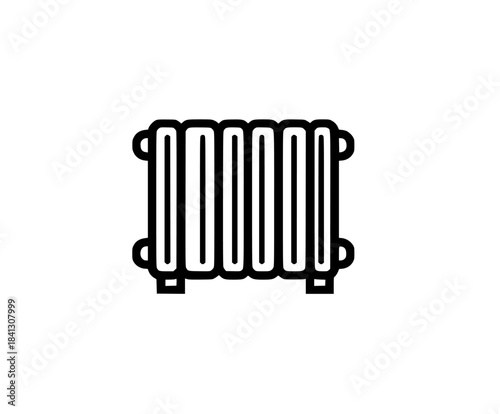 black white icon radiator simple design. | Clean, isolated vector art for creative projects.