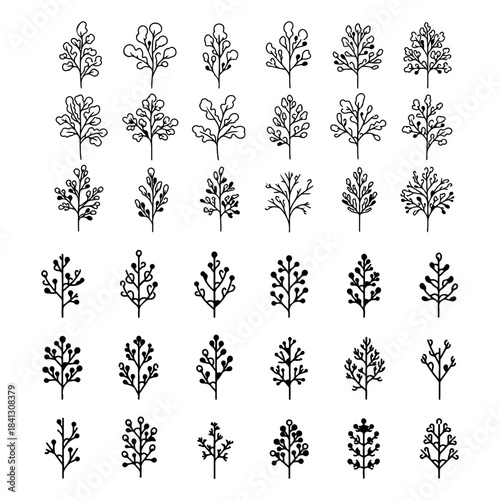 concept of winter tree, branches of trees silhouette pack