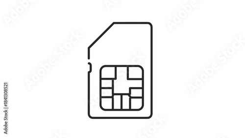 A simple line icon of a sim card on a pure, Generative AI