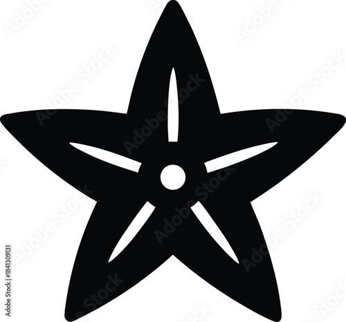 starfish icon Black silhouette vector illustration on transparent background