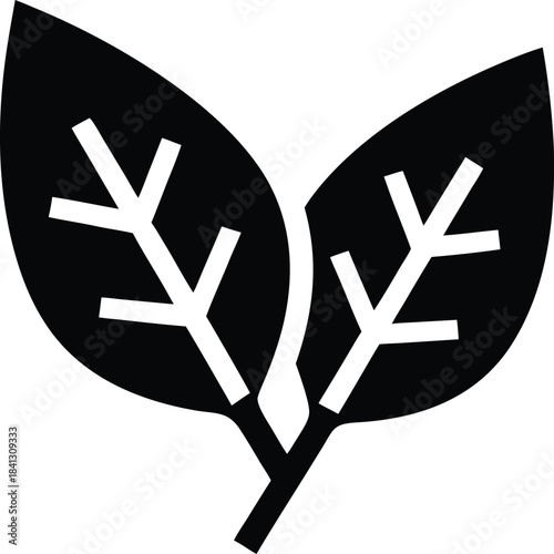 tree leaves icon Black silhouette vector illustration on transparent background