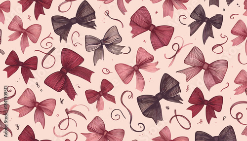 bow ribbons vector seamless pattern design