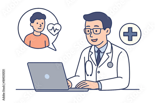 Doctor giving online health advice to a remote patient using telemedicine
