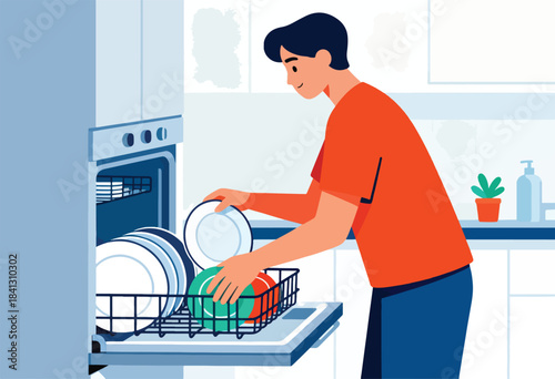 Person loading dishes into a dishwasher