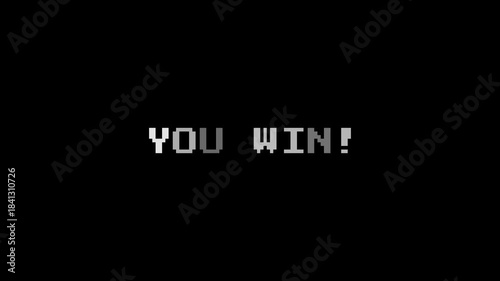 You Win Pixel Text. Retro Arcade Victory Screen Animation