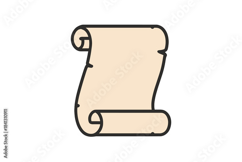 Stylized antique blank scroll paper or rolled parchment document