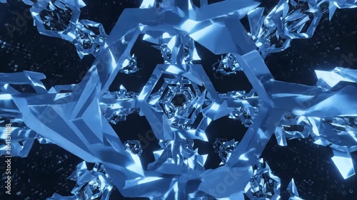 Intricate blue geometric crystal structure