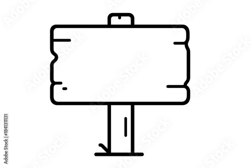 Blank wooden signpost icon in outline style for navigation and information display