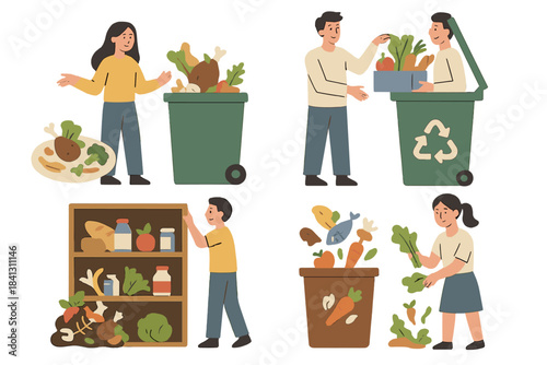 Sustainable waste management, composting organic food scraps, and recycling