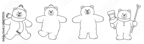  four grey silhouette polar bear illustrations winter