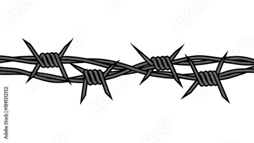 Close-up illustration of barbed wire with sharp spikes, a symbol of security and boundaries
