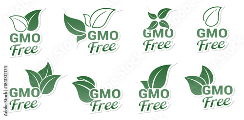  icons stickers natural products without gmos green glossy