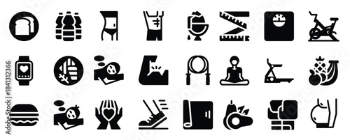glyph icons including drink bread egg slim steak
