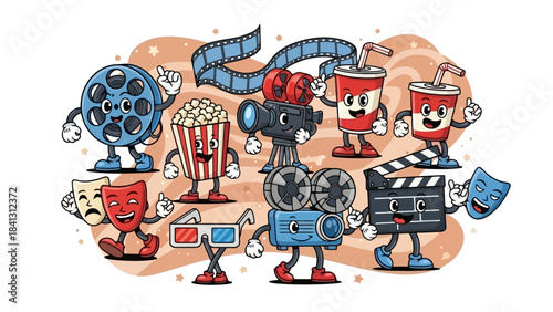 Quirky Anthropomorphic Cinema Objects Having Fun at the Movies